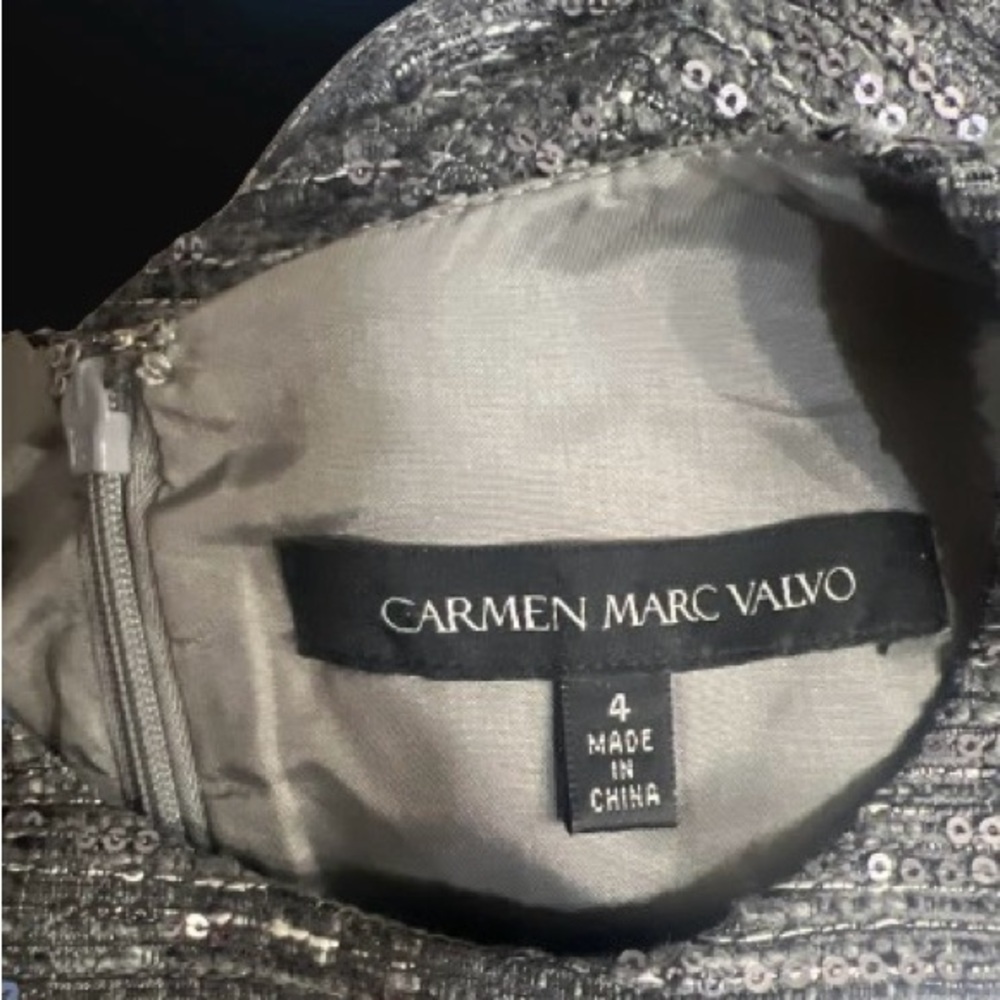 Carmen Marc Valvo sequined shift cocktail dress Sz 4 - Picture 3 of 3